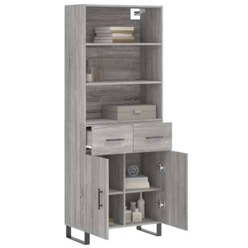 Visoka komoda siva sonome 69,5x34x180 cm od konstruiranog drva - Sivi hrast sonoma 1 2 vrata 2 ladice Cijena