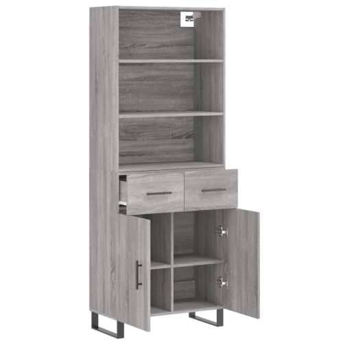 Visoka komoda siva sonome 69,5x34x180 cm od konstruiranog drva - Sivi hrast sonoma 1 2 vrata 2 ladice Cijena