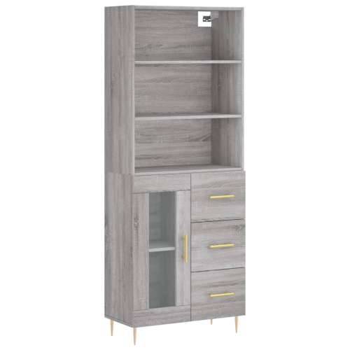 Visoka komoda siva sonome 69,5x34x180 cm od konstruiranog drva - Sivi hrast sonoma 1 1 staklena vrata 3 ladice Cijena