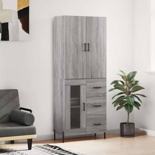 Visoka komoda siva sonome 69,5x34x180 cm od konstruiranog drva - Sivi hrast sonoma 1 1 staklena vrata 3 ladice Cijena