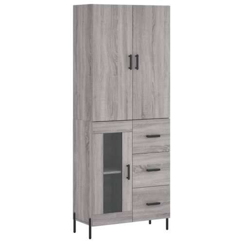 Visoka komoda siva sonome 69,5x34x180 cm od konstruiranog drva - Sivi hrast sonoma 1 1 staklena vrata 3 ladice Cijena