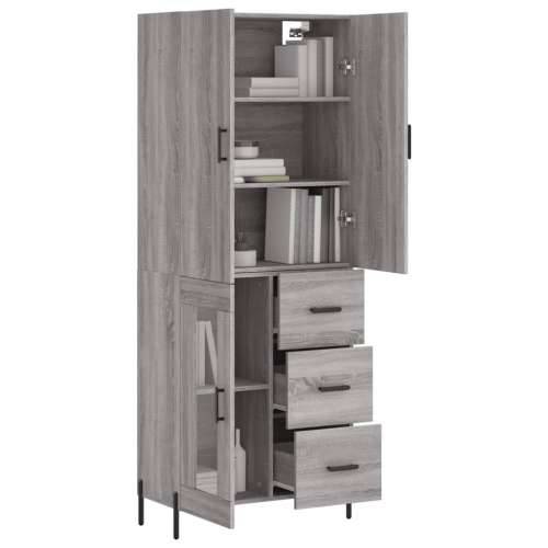 Visoka komoda siva sonome 69,5x34x180 cm od konstruiranog drva - Sivi hrast sonoma 1 1 staklena vrata 3 ladice Cijena