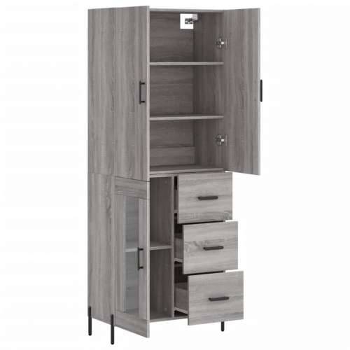 Visoka komoda siva sonome 69,5x34x180 cm od konstruiranog drva - Sivi hrast sonoma 1 1 staklena vrata 3 ladice Cijena
