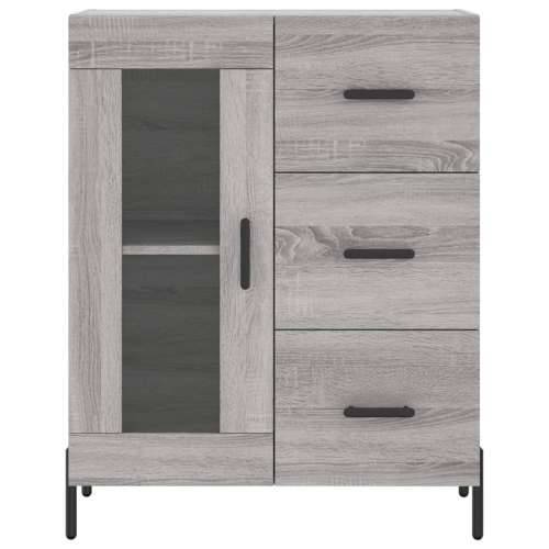 Visoka komoda siva sonome 69,5x34x180 cm od konstruiranog drva - Sivi hrast sonoma 1 1 staklena vrata 3 ladice Cijena