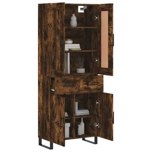 Visoka komoda dimljeni hrast 69,5x34x180 cm konstruiranog drva - Dimljeni hrast 1 2 vrata 2 ladice Cijena