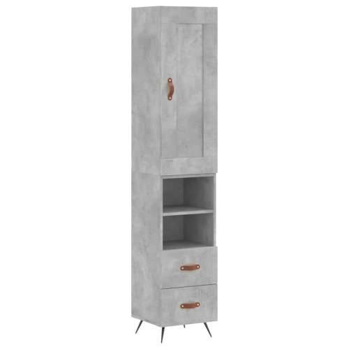 Visoka komoda siva betona 34,5x34x180 cm od konstruiranog drva - Beton siva 1 2 ladice 2 police Cijena