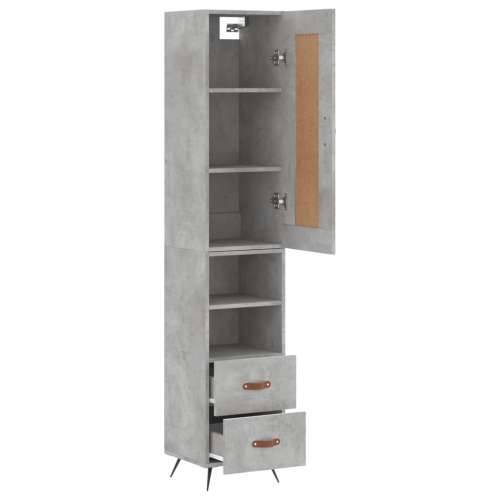 Visoka komoda siva betona 34,5x34x180 cm od konstruiranog drva - Beton siva 1 2 ladice 2 police Cijena
