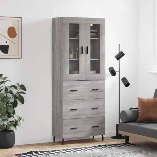 Visoka komoda siva sonome 69,5x34x180 cm od konstruiranog drva - Sivi hrast sonoma 1 3 ladice Cijena