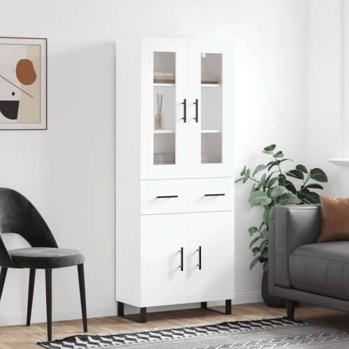 Visoka komoda bijela 69,5x34x180 cm konstruirano drvo - Bijela 1 2 vrata 2 ladice Cijena