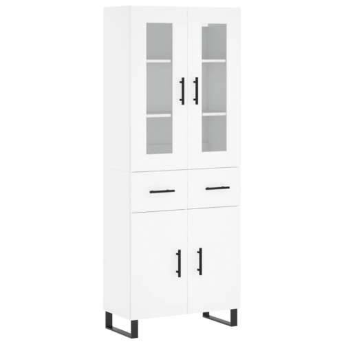 Visoka komoda bijela 69,5x34x180 cm konstruirano drvo - Bijela 1 2 vrata 2 ladice Cijena