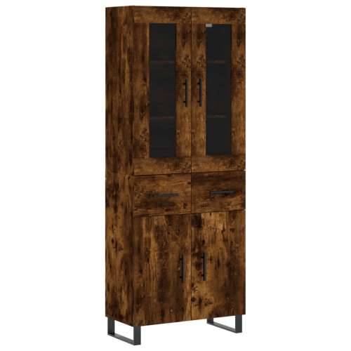 Visoka komoda dimljeni hrast 69,5x34x180 cm konstruiranog drva - Dimljeni hrast 1 2 vrata 2 ladice Cijena