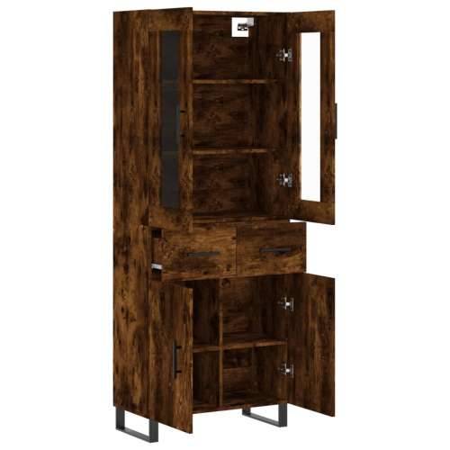 Visoka komoda dimljeni hrast 69,5x34x180 cm konstruiranog drva - Dimljeni hrast 1 2 vrata 2 ladice Cijena