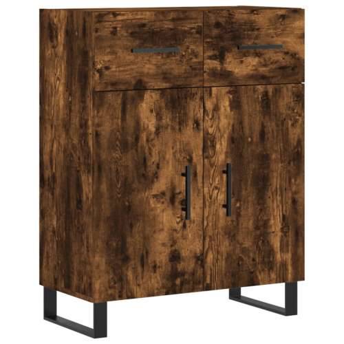 Visoka komoda dimljeni hrast 69,5x34x180 cm konstruiranog drva - Dimljeni hrast 1 2 vrata 2 ladice Cijena