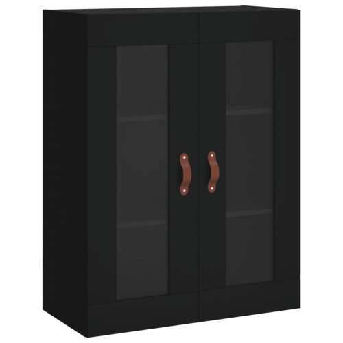 Visoka komoda crni 69,5x34x180 cm konstruirano drvo - Crna 1 1 staklena vrata 3 ladice Cijena