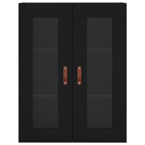 Visoka komoda crni 69,5x34x180 cm konstruirano drvo - Crna 1 1 staklena vrata 3 ladice Cijena