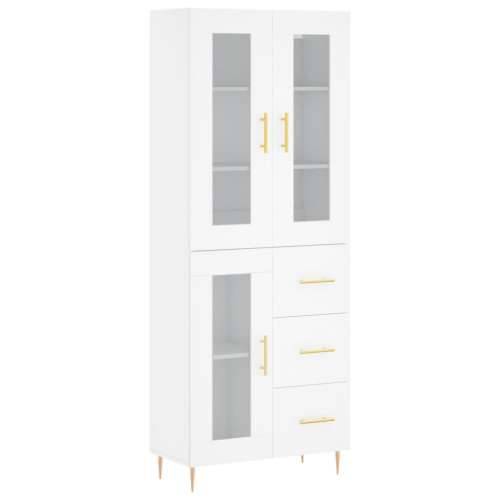 Visoka komoda bijela 69,5x34x180 cm konstruirano drvo Bijela 1 1 staklena vrata 3 ladice Cijena