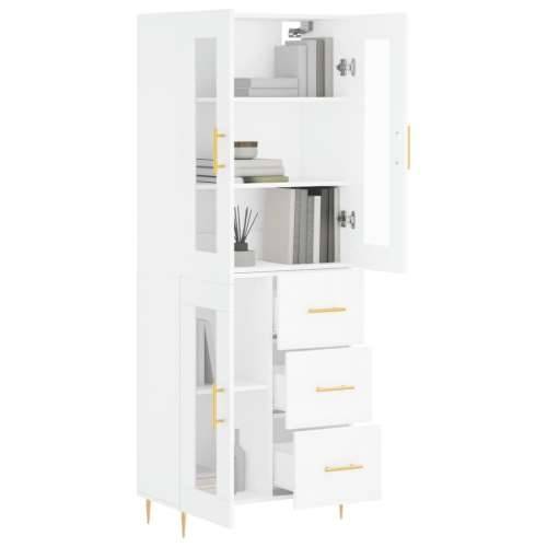 Visoka komoda bijela 69,5x34x180 cm konstruirano drvo Bijela 1 1 staklena vrata 3 ladice Cijena