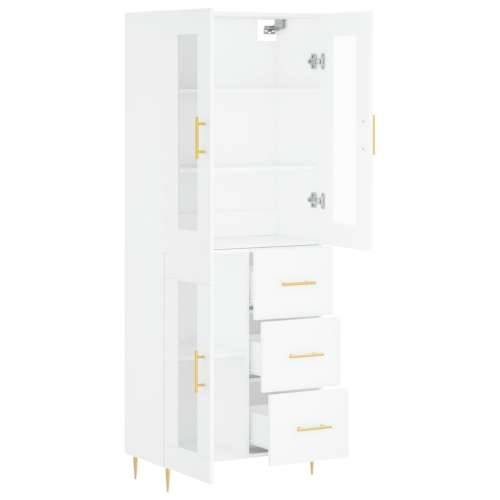 Visoka komoda bijela 69,5x34x180 cm konstruirano drvo Bijela 1 1 staklena vrata 3 ladice Cijena