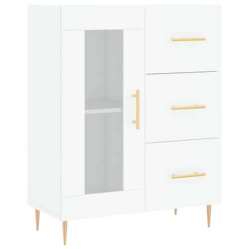 Visoka komoda bijela 69,5x34x180 cm konstruirano drvo Bijela 1 1 staklena vrata 3 ladice Cijena
