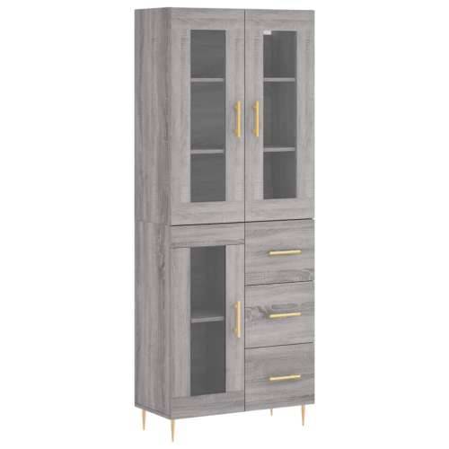 Visoka komoda siva sonome 69,5x34x180 cm od konstruiranog drva - Sivi hrast sonoma 1 1 staklena vrata 3 ladice Cijena