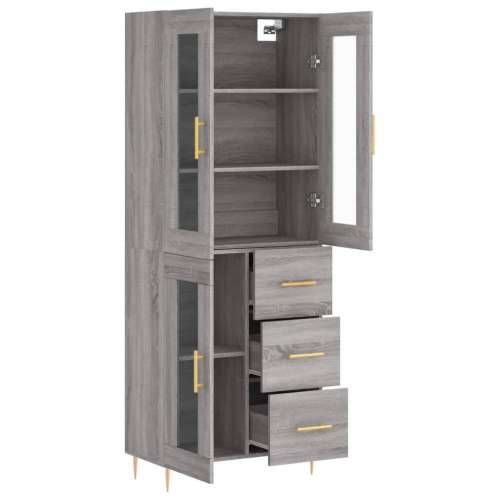 Visoka komoda siva sonome 69,5x34x180 cm od konstruiranog drva - Sivi hrast sonoma 1 1 staklena vrata 3 ladice Cijena