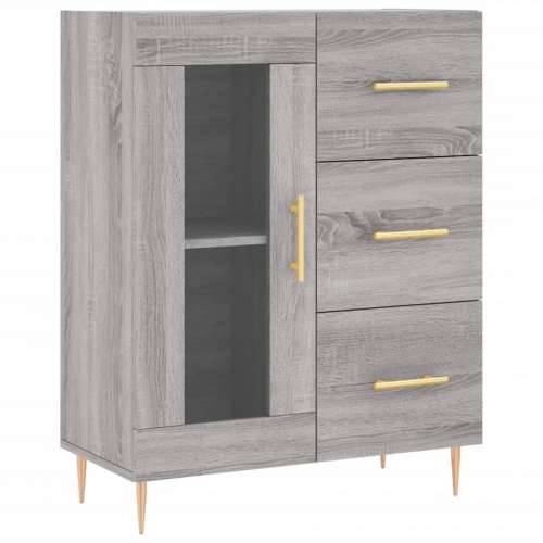 Visoka komoda siva sonome 69,5x34x180 cm od konstruiranog drva - Sivi hrast sonoma 1 1 staklena vrata 3 ladice Cijena