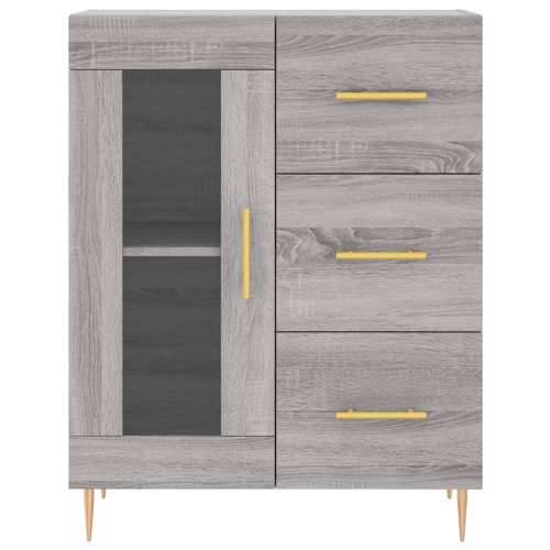 Visoka komoda siva sonome 69,5x34x180 cm od konstruiranog drva - Sivi hrast sonoma 1 1 staklena vrata 3 ladice Cijena