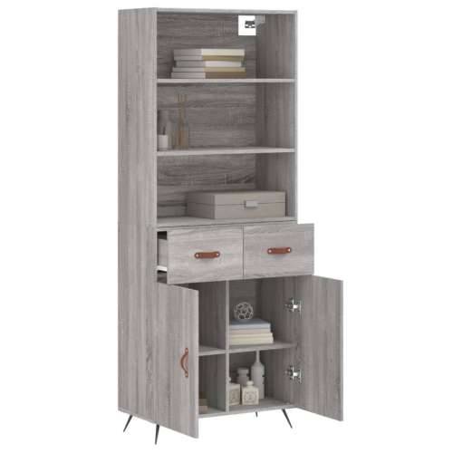 Visoka komoda siva sonome 69,5x34x180 cm od konstruiranog drva - Sivi hrast sonoma 1 2 vrata 2 ladice Cijena