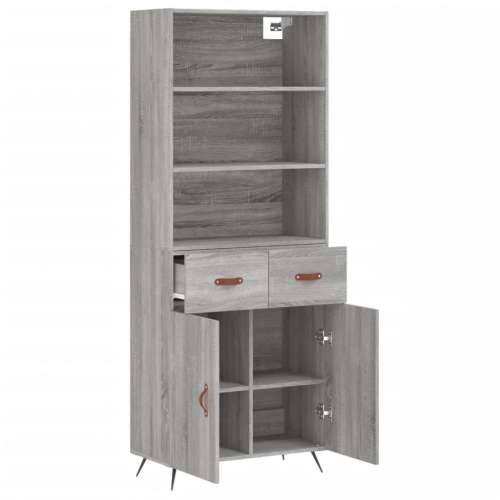 Visoka komoda siva sonome 69,5x34x180 cm od konstruiranog drva - Sivi hrast sonoma 1 2 vrata 2 ladice Cijena