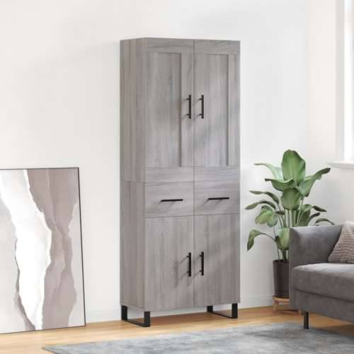 Visoka komoda siva sonome 69,5x34x180 cm od konstruiranog drva - Sivi hrast sonoma 1 2 vrata 2 ladice Cijena