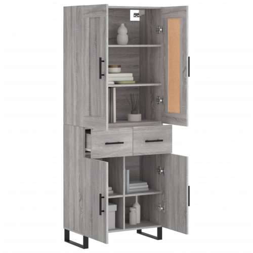 Visoka komoda siva sonome 69,5x34x180 cm od konstruiranog drva - Sivi hrast sonoma 1 2 vrata 2 ladice Cijena