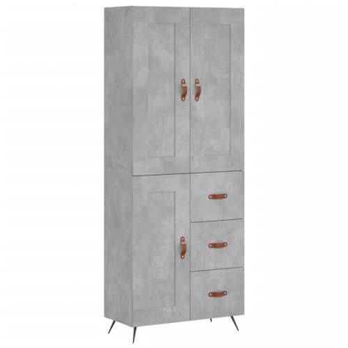 Visoka komoda siva betona 69,5x34x180 cm od konstruiranog drva - Beton siva 1 1 drvena vrata 3 ladice Cijena
