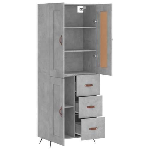 Visoka komoda siva betona 69,5x34x180 cm od konstruiranog drva - Beton siva 1 1 drvena vrata 3 ladice Cijena