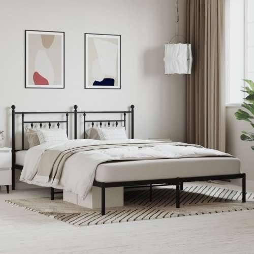 Metalni okvir za krevet s uzglavljem crni 160x200 cm - Crna 160 x 200 cm s uzglavljem Cijena