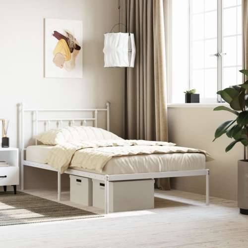 Metalni okvir za krevet s uzglavljem bijeli 107x203 cm - Bijela 107 x 203 cm s uzglavljem Cijena