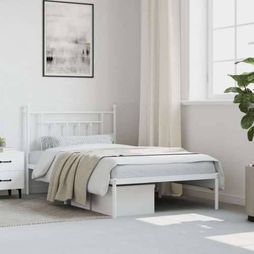 Metalni okvir za krevet s uzglavljem bijeli 107x203 cm - Bijela 107 x 203 cm s uzglavljem Cijena