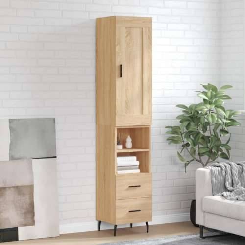 Visoka komoda hrasta sonome 34,5x34x180cm od konstruiranog drva - sonoma hrast 1 2 ladice 2 police Cijena