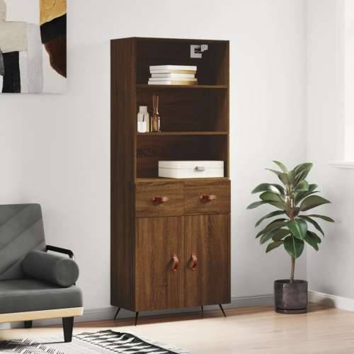 Visoka komoda boja hrasta 69,5x34x180 cm od konstruiranog drva - Smeđi hrast 1 2 vrata 2 ladice Cijena
