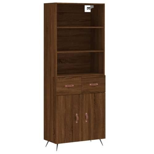 Visoka komoda boja hrasta 69,5x34x180 cm od konstruiranog drva - Smeđi hrast 1 2 vrata 2 ladice Cijena
