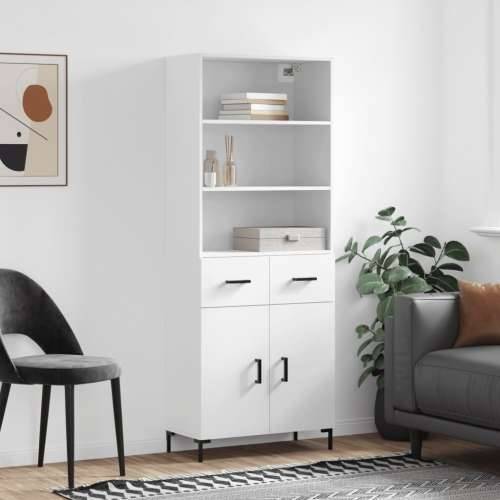 Visoka komoda bijela 69,5x34x180 cm konstruirano drvo - Bijela 1 2 vrata 2 ladice Cijena