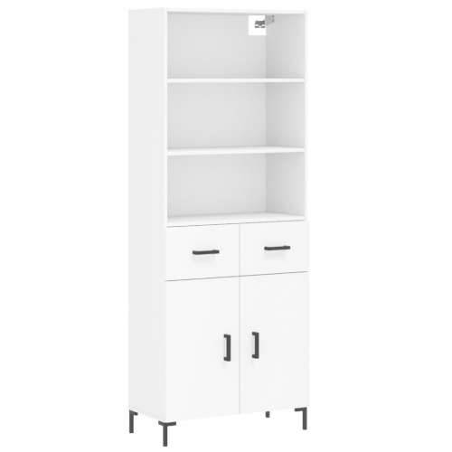 Visoka komoda bijela 69,5x34x180 cm konstruirano drvo - Bijela 1 2 vrata 2 ladice Cijena