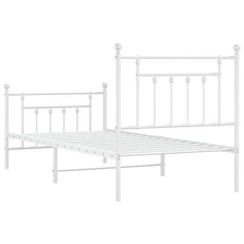 Metalni okvir kreveta uzglavlje i podnožje bijeli 80x200 cm - Bijela 80 x 200 cm s uzglavljem i podnožjem Cijena