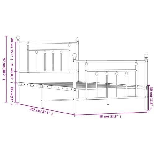 Metalni okvir kreveta uzglavlje i podnožje bijeli 80x200 cm - Bijela 80 x 200 cm s uzglavljem i podnožjem Cijena