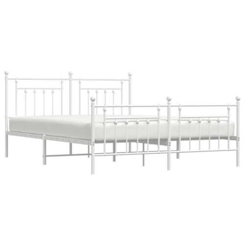 Metalni okvir kreveta uzglavlje i podnožje bijeli 160x200 cm - Bijela 160 x 200 cm s uzglavljem i podnožjem Cijena