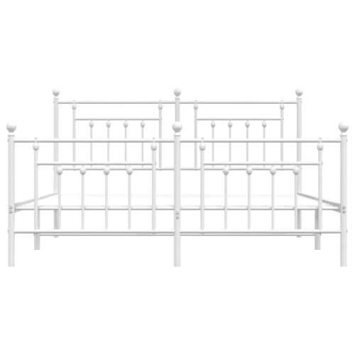 Metalni okvir kreveta uzglavlje i podnožje bijeli 160x200 cm - Bijela 160 x 200 cm s uzglavljem i podnožjem Cijena