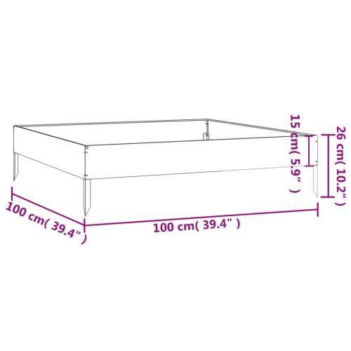 Povišena gredica - Vrtna gredica 100 x 100 x 26 cm od čelika COR-TEN - Otporni čelik / smeđa 100 x 100 x 26 cm 1 Čelik COR-TEN Cijena