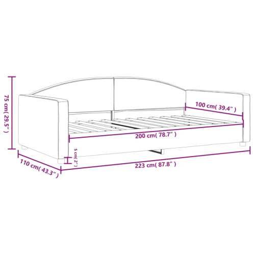 Dnevni krevet tamnosivi 100 x 200 cm od tkanine - Tamno siva 100 x 200 cm bez madraca Cijena