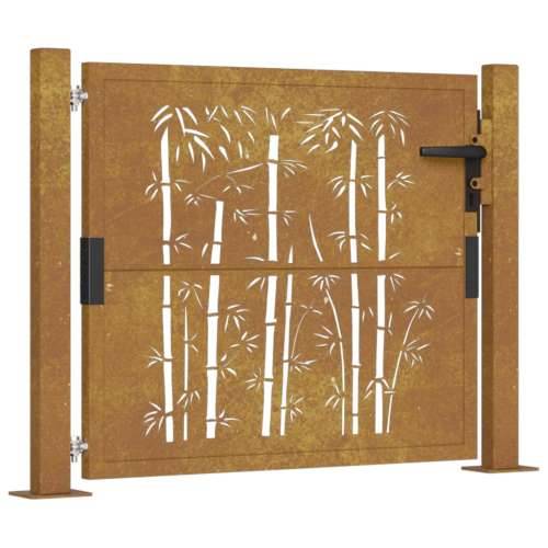 Vrtna vrata 105 x 105 cm od čelika COR-TEN s uzorkom bambusa - 105 x 105 cm Cijena