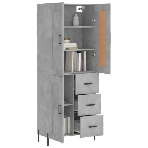 Visoka komoda siva betona 69,5x34x180 cm od konstruiranog drva - Beton siva 1 1 drvena vrata 3 ladice Cijena