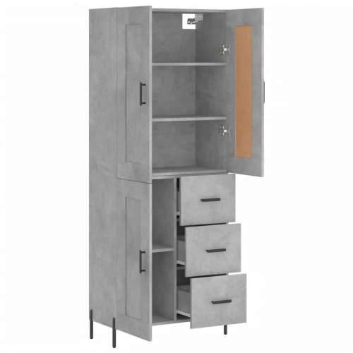 Visoka komoda siva betona 69,5x34x180 cm od konstruiranog drva - Beton siva 1 1 drvena vrata 3 ladice Cijena